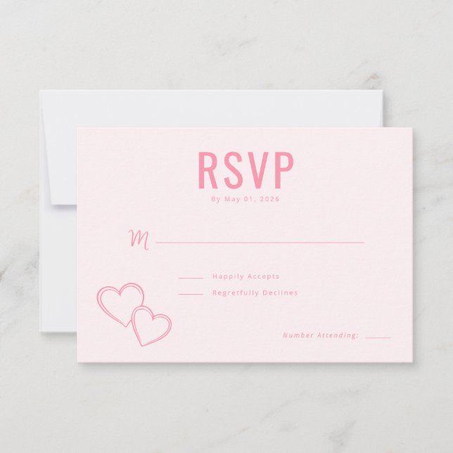 Elegant Pink Hearts RSVP (Devant)