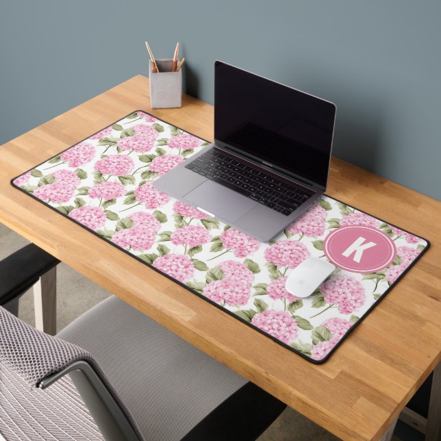 Elegant Pink Hydragea Flowers Pattern Monogram (Bureau 2)