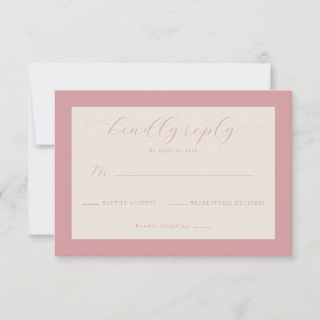 Elegant Pink Minimalist RSVP (Devant)