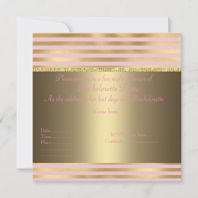 ÉLÉGANT PINK or strié BACHELORETTE INVITATION (Devant)