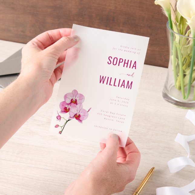 Elegant Pink Orchid Wedding Invitation (Ordinateur de poche)
