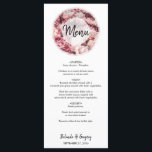 Élégant Pink Peonies Menu Mariage<br><div class="desc">Ce design présente un bouquet de fleurs de pivoines roses. Les tons roses des pivoines ainsi que le cadre blanc semi-opaque encerclent le titre. Les pivoines sont une sélection de fleurs mariages populaire car elles ajoutent élégance et grâce. Un design unique, idéal pour un mariage d'inspiration rose ou pivoine. La...</div>