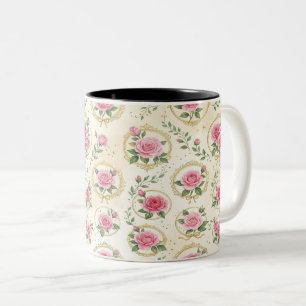 Elegant Pink Roses Gold Frame Mug