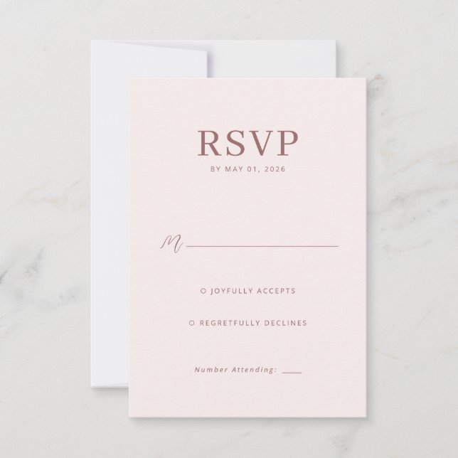 Elegant Pink RSVP Card (Devant)