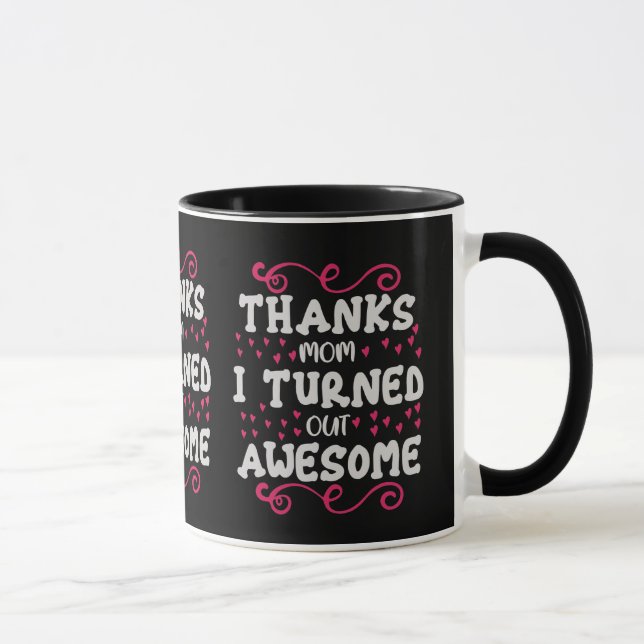 Elegant Pink Swirl Pattern Typography Two Tone Mug (Droite)