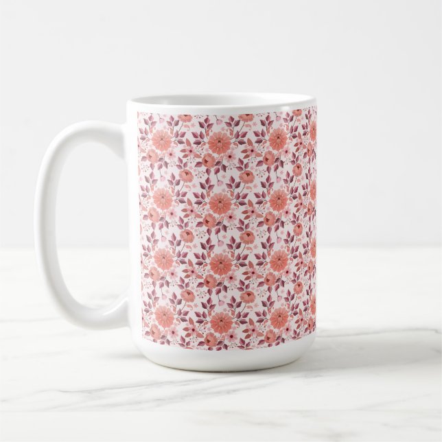 Elegant Pink Vintage Rose Flowers Mug (Gauche)