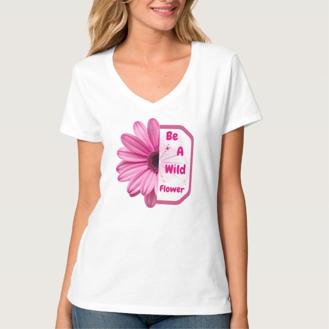 Elegant Pink Wildflower Quote Women's T-shirt (Devant)