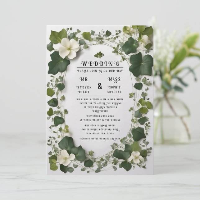 Elégant plan de table de Mariage Ivy et invitation (Debout devant)