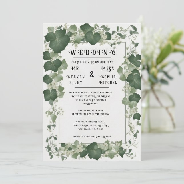 Elégant plan de table de Mariage Ivy et invitation (Debout devant)