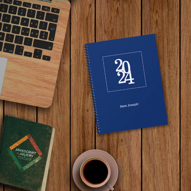 Élégant planificateur mensuel bleu Royal simple (Créateur téléchargé)