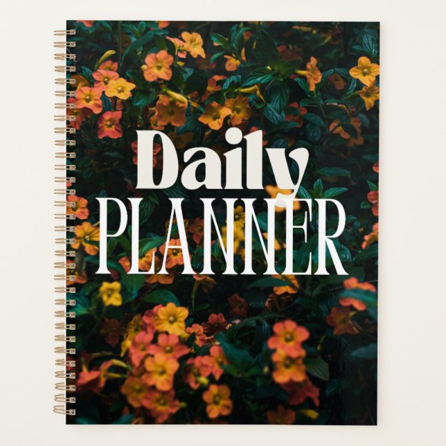 Élégant planner quotidien floral profond (Devant)