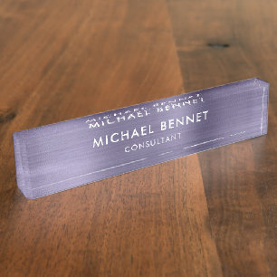 Élégant Plaque de Bureau Métalisé Violet Professio