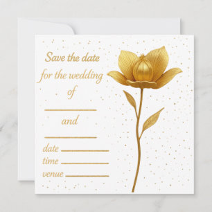 Élégant Plat Doré Enregistrer La Carte Date