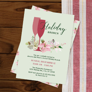 Elégant Poinsettia Invitation Brunch de Fête