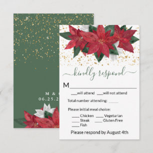 Elégant Poinsettia Mariage de Noël Carte RSVP
