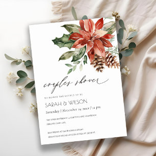 Elégant Poinsettia Pine Cone Couples Invitation do