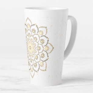 Elégant point d'or et blanc Mandala Latte Mug