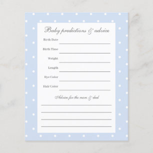 Élégant Pois Baby Boy Shower Guesser Jeu