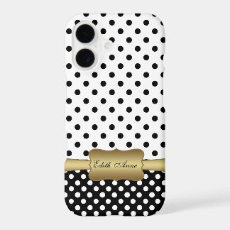 Élégant pois or Monogramme personnalisé
