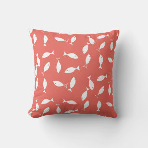 Elégant Poisson Blanc Motif Thème Mer Oreiller