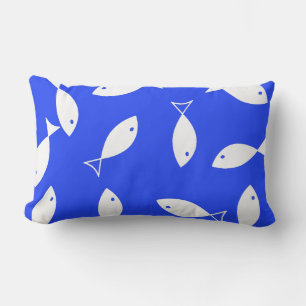 Elégant Poisson Blanc Motif Thème Mer Oreiller