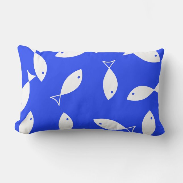 Elégant Poisson Blanc Motif Thème Mer Oreiller (Recto)