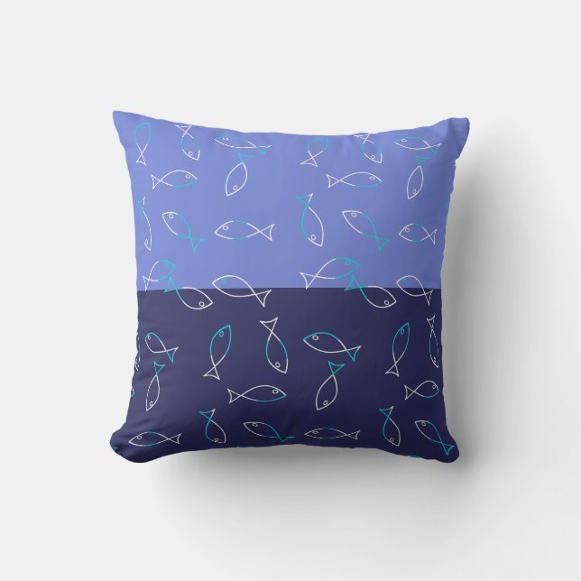 Elégant Poisson Blanc Motif Thème Mer Oreiller (Recto)