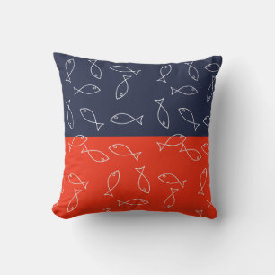 Elégant Poisson Blanc Motif Thème Mer Oreiller