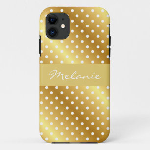 Élégant Polka Or coque iphone de Monogramme