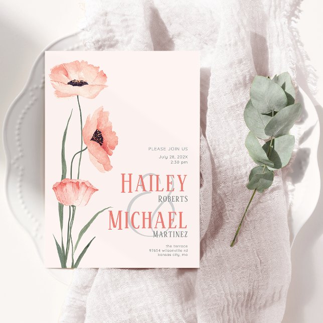 Élégant Poppies botaniques QR Code Invitation (Créateur téléchargé)