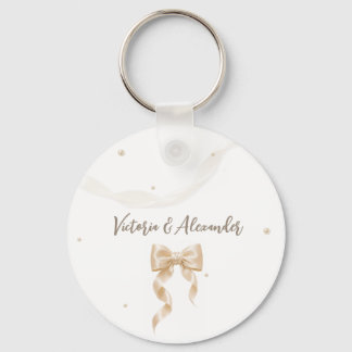 Élégant porte-clés de mariage à ruban de satin