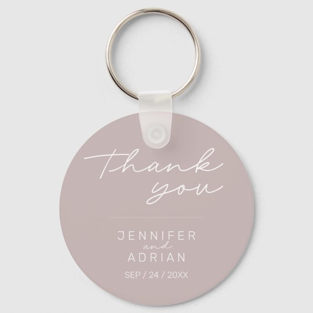 Elegant porte-clés de mariage minimal rose argenté (Recto)