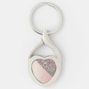 Élégant porte-clés monogramme en or rose