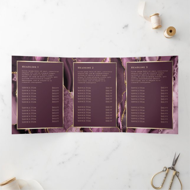 Élégant Porte Or Mauve foncé triple Brochure (Intérieur)