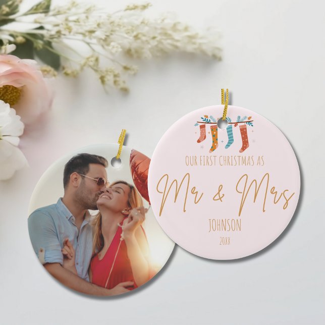 Élégant premier ornement de Noël pour les couples (Elegant First Christmas Ornament for Couples)
