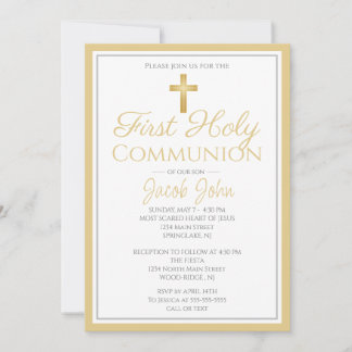 Élégant premier saint Invitations de communion pou
