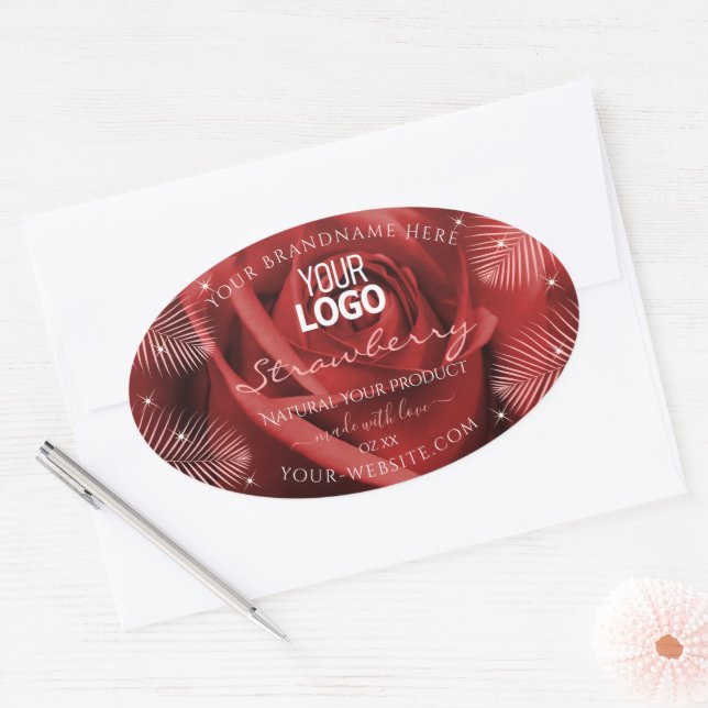 Élégant produit Étiquette Red Rose Palm Feuille Lo (Enveloppe)