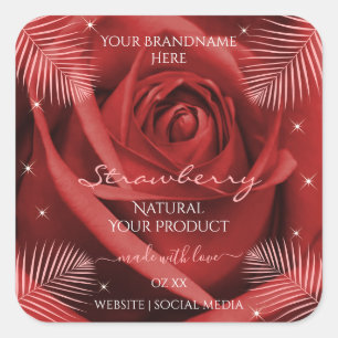 Élégant produit Étiquette Rose rouge avec Feuilles