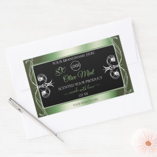 Élégant produit noir vert Étiquette bijoux et logo