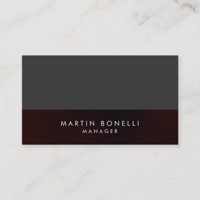 Élégant professionnel gris rouge Carte de visite (Devant)