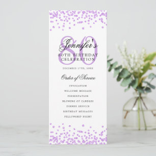 Élégant programme 80e anniversaire Confetti Purple
