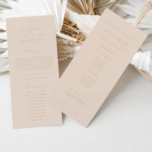 Élégant programme de cérémonie de Mariage Beige Ro