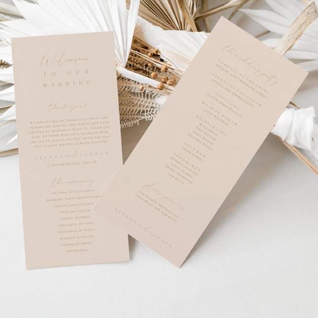 Élégant programme de cérémonie de Mariage Beige Ro (Créateur téléchargé)