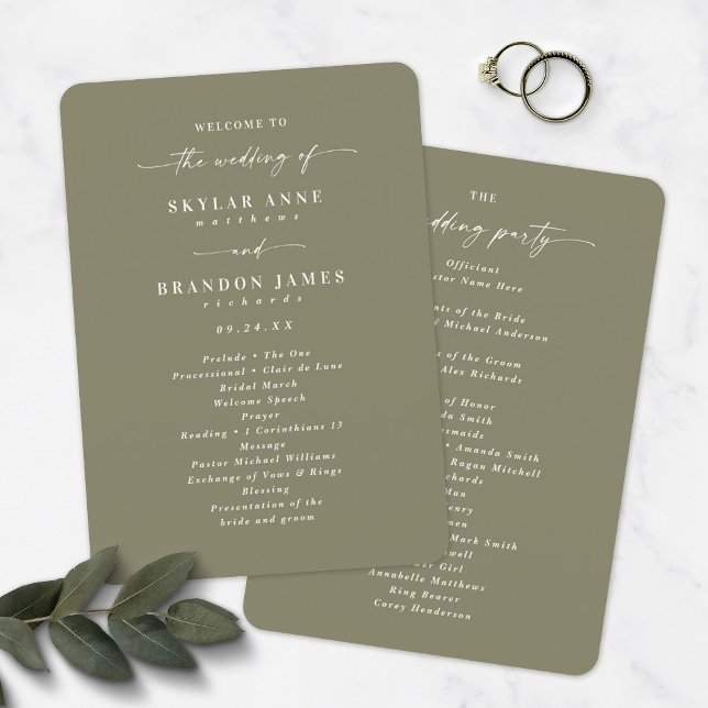 Élégant programme de cérémonie de Mariage en Lily  (Créateur téléchargé)