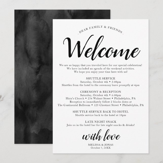 Élégant programme de cérémonie de mariage moderne  (Devant / Derrière)