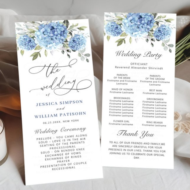 Élégant programme de cérémonie Mariage Hydrangea B (Créateur téléchargé)