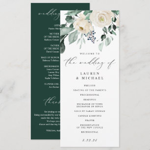 Élégant Programme de Mariage à Foliage de Verdure