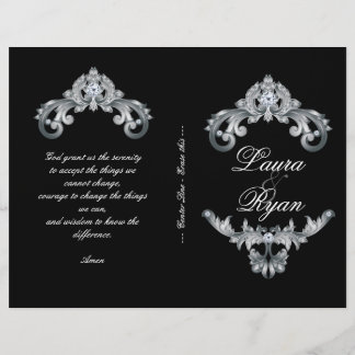 Élégant programme de mariage d'argent noir Circula