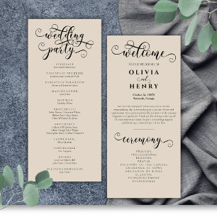 Élégant programme de mariage de calligraphie roman