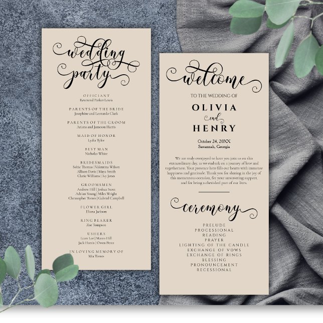 Élégant programme de mariage de calligraphie roman (Créateur téléchargé)
